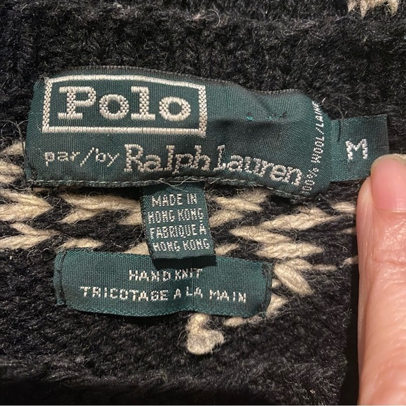 Vintage Polo by Ralph Lauren Women Nordic Reindeer 100% Wool Hand Knit Sweater-M - Picture 5 of 6